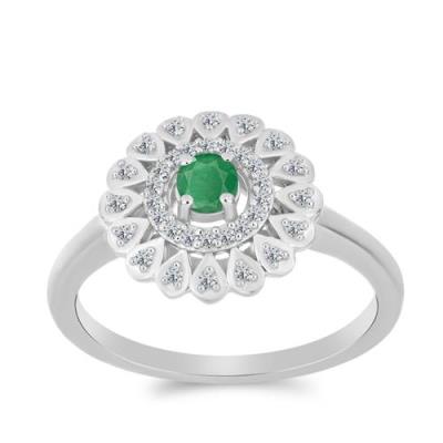 BUY 925 SILVER NATURAL EMERALD GEMSTOME RING